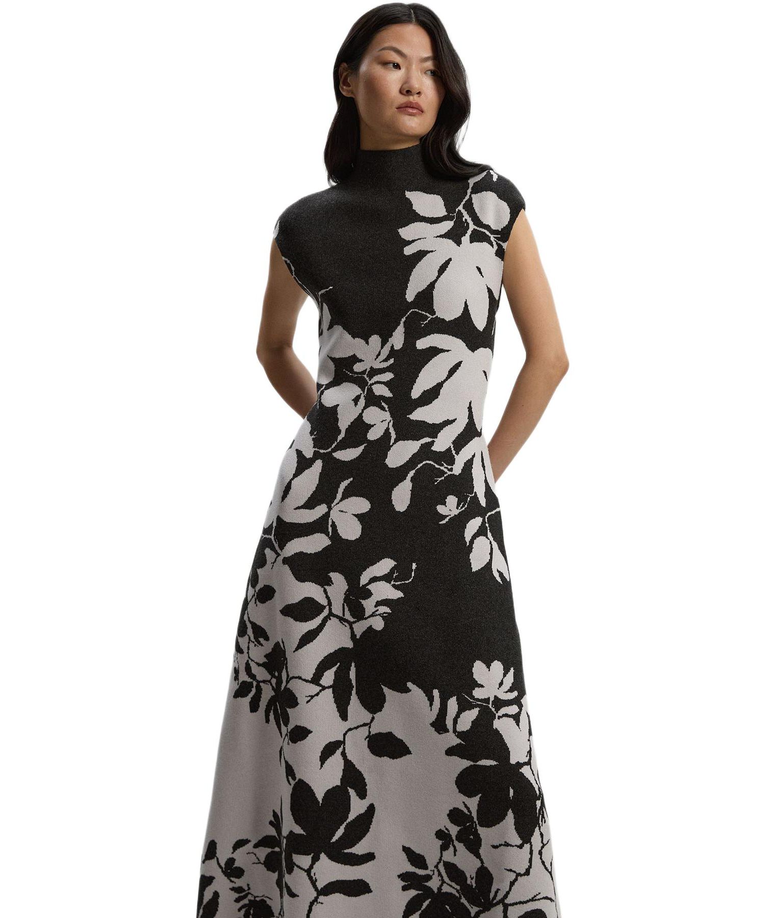 Women's Jacquard Floral Knitted Maxi Dress