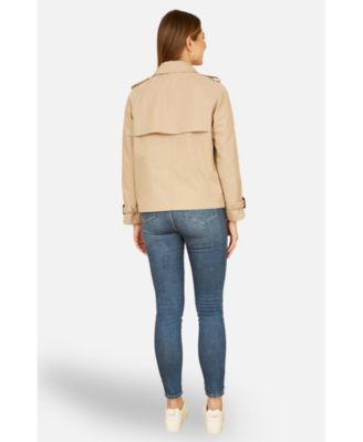 Women's Cropped Trench Jacket With Pockets