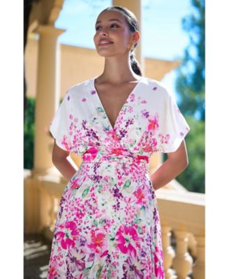 Women's Mirror Floral Print Kimono Midi Dress