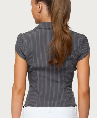 Women's Juney Pinstripe Tailored Button Up Shirt