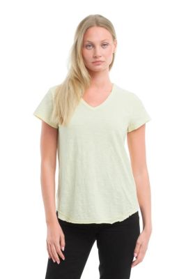 Women's Clothing Short Sleeve Shrunken V-Neck Shirttail Tee