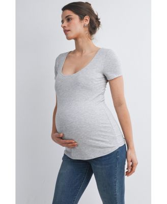 Maternity Scoop Neck Short-Sleeve Fitted T-Shirt