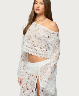 Women's Milana Sheer Lace Off Shoulder Top