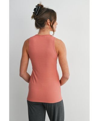 Women's Maternity Nursing Ribbed Tank Top with Lift-Up Panel