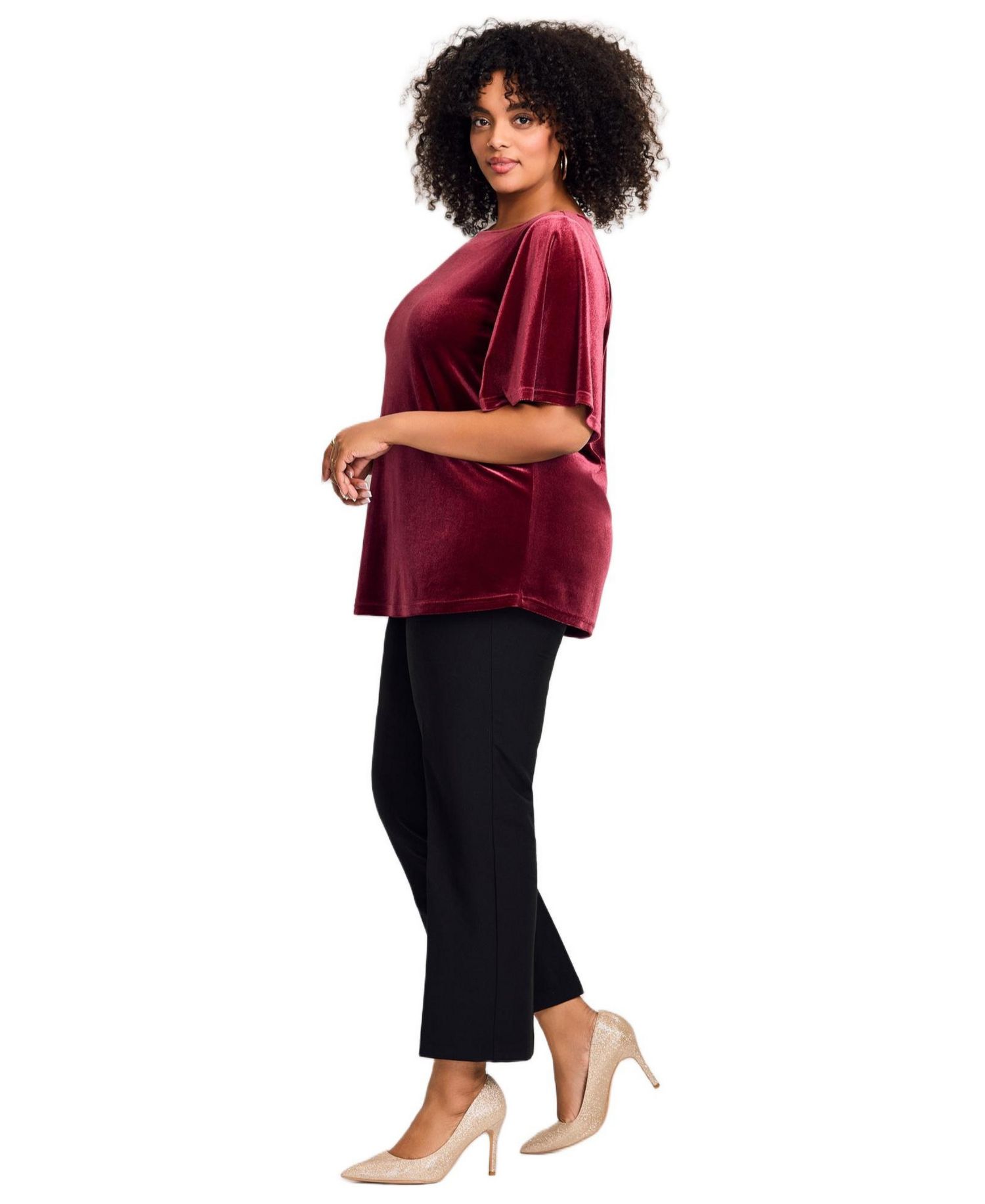 Plus Size Kimono Velour Sleeve Tee