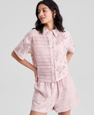 Women's Button-Front Lace Camp Shirt
