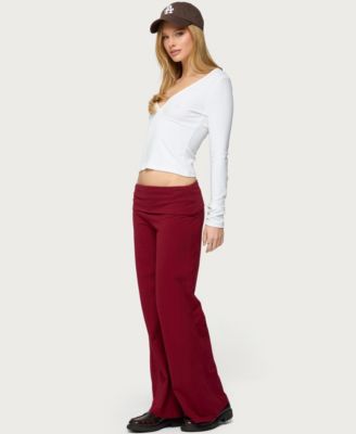 Women's Wide Leg Fold Over Pants