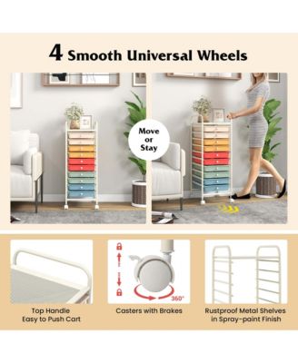10 Drawer Rolling Storage Cart Scrapbook Paper Office School Organizer