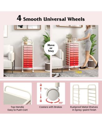 10 Drawer Rolling Storage Cart Scrapbook Paper Office School Organizer
