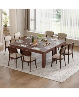 71" Dining Table for 6 to 8, Wood Rustic Kitchen Table with Eadge Trim, Large Rectangular Dinner Table for Dining Room, Home Office, Living