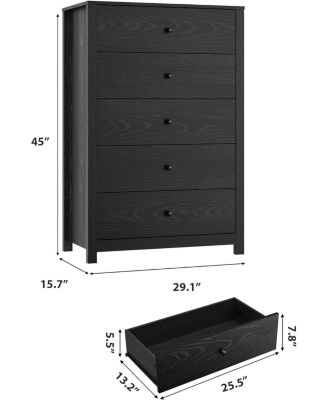 5 Drawer Dresser for Bedroom – Modern Simply Chest of Drawers, Wood Storage Dresser with Deep Drawers for Living Room, Hallway, Entryway