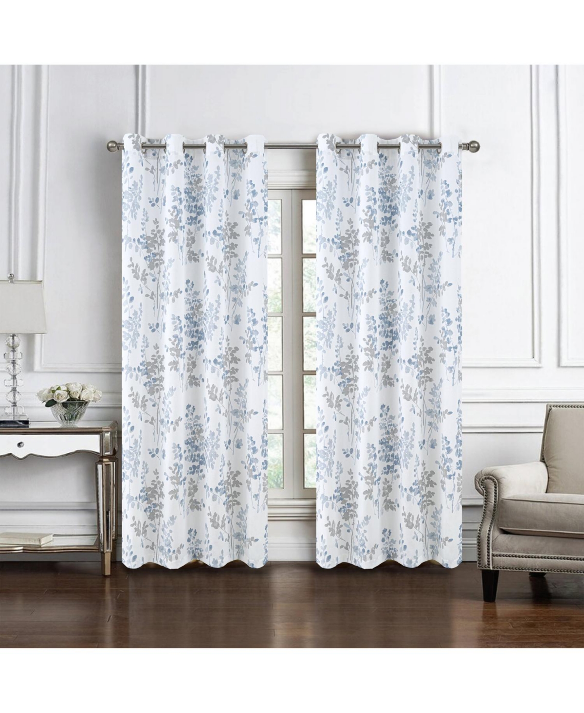 Olivia Gray 100% Polyester 140 Gsm Aiden Printed Textured Grommet Curtain Panel