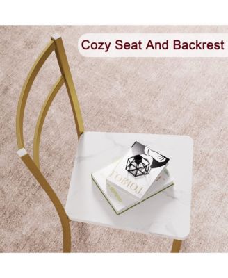 Dining Table Set for 2, Round Kitchen Table and Chairs for 2, Modern Dining Room Table Set with 2 Metal and Wood Chairs