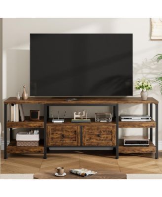 Industrial Media Console,Rustic Entertainment Center,Metal Frame TV Stand with Storage DrawerFarmhouse Modern TV Cabinet
