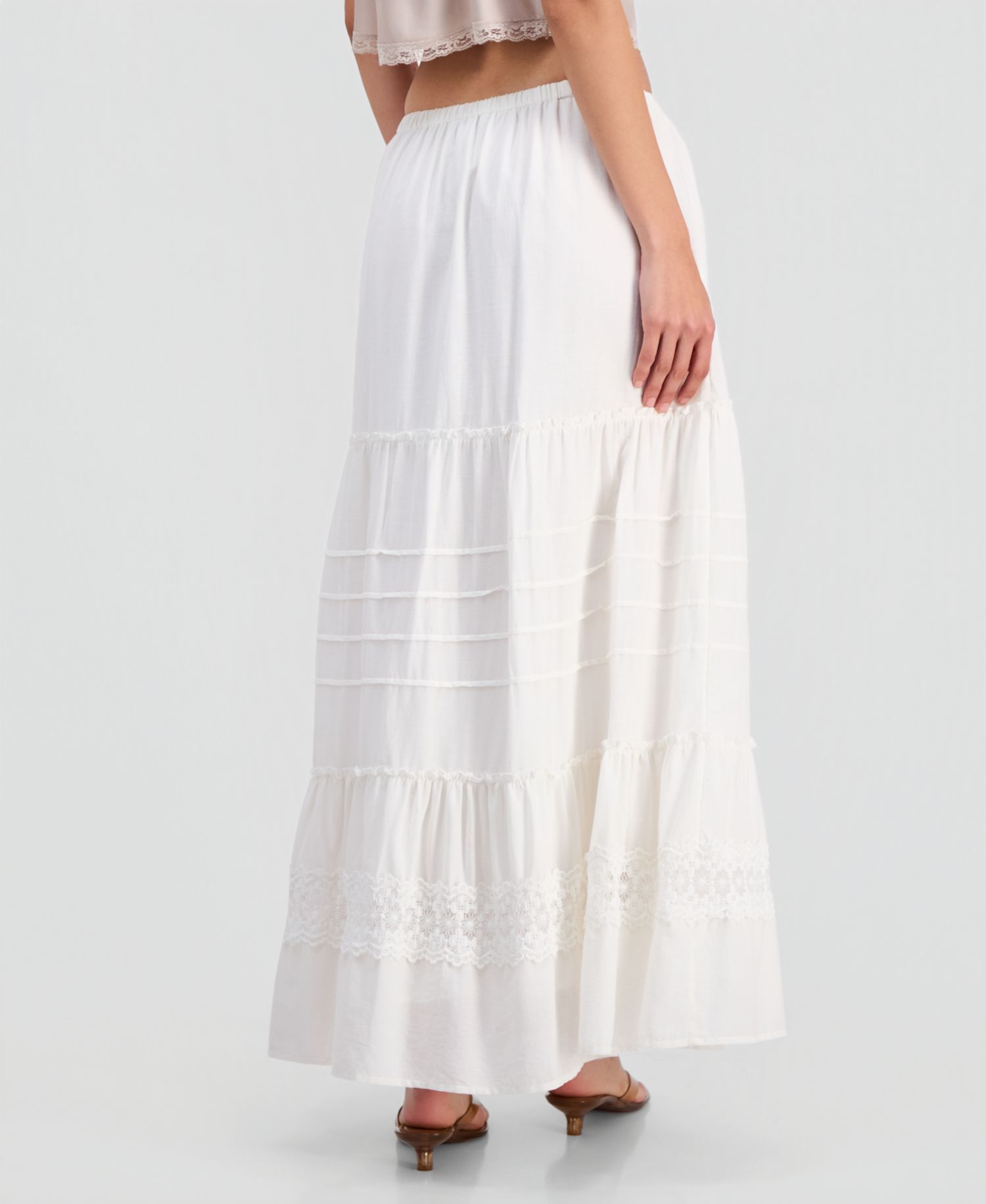 Women's Cotton Tiered Tie-Waist Maxi Skirt