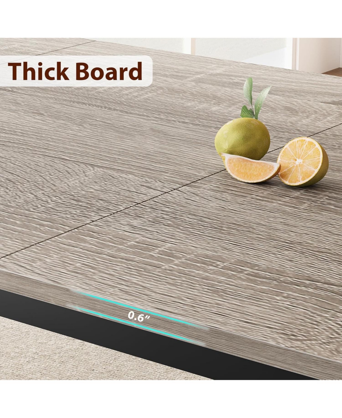 gaomon Industrial Long Dining Table for 6–8 People, 78.7 Inch Wooden Kitchen Table with Sturdy Metal Frame