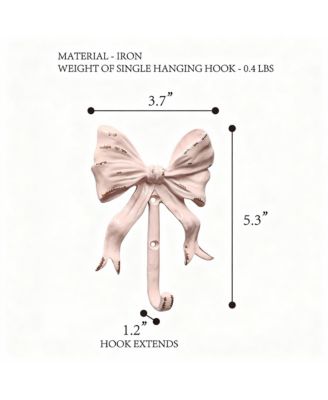 Vintage Bow Wall Hooks - Pack of 2 | Sturdy Metal Hooks for Hanging Clothes and Bags