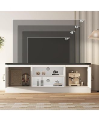 Farmhouse TV Stand for 65 Inch TVs, Entertainment Center with Storage Cabinets, Modern Media Console Table