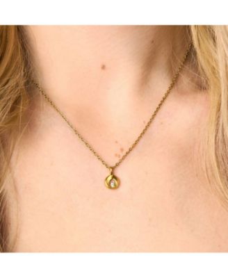 Mini Halo Round Pendant Necklace in 14k Gold Finish