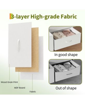 8 Drawer Fabric Dresser TV Stand with Wooden Top,Metal Frame Storage Chest,Wide Closet Organizer for Bedroom Living Room