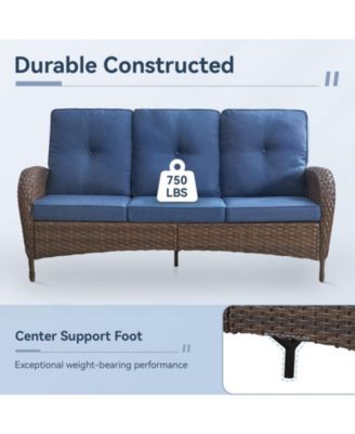 6-Piece Brown Wicker Patio Conversation Set with Olefin Cushion and Patio Swivel Chairs