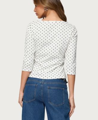 Women's Lela Polka Dot Quarter Sleeve Top