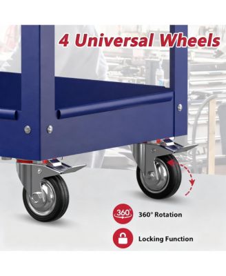 3 Tier Rolling Tool Cart with Drawer & Pegboard, 550 lbs Capacity, Easy Assembly