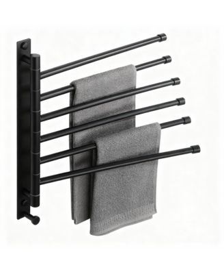 Stainless Steel 6-Arm Swing Towel Rack, Space-Saving, Rotatable, for Bathrooms