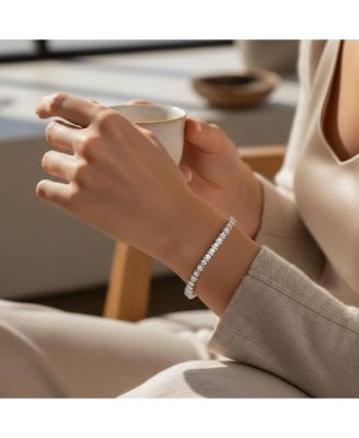 Classic 10CT CZ Solitaire Tennis Bracelet Cubic Zirconia .925 Sterling Silver 7 Inch