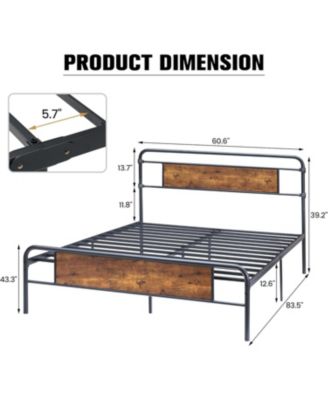  Bed Frame - 13 Inch Metal Platform Bed Frame with Wood Headboard, No Box Spring Needed, Heavy Duty Feet, Easy Assembly
