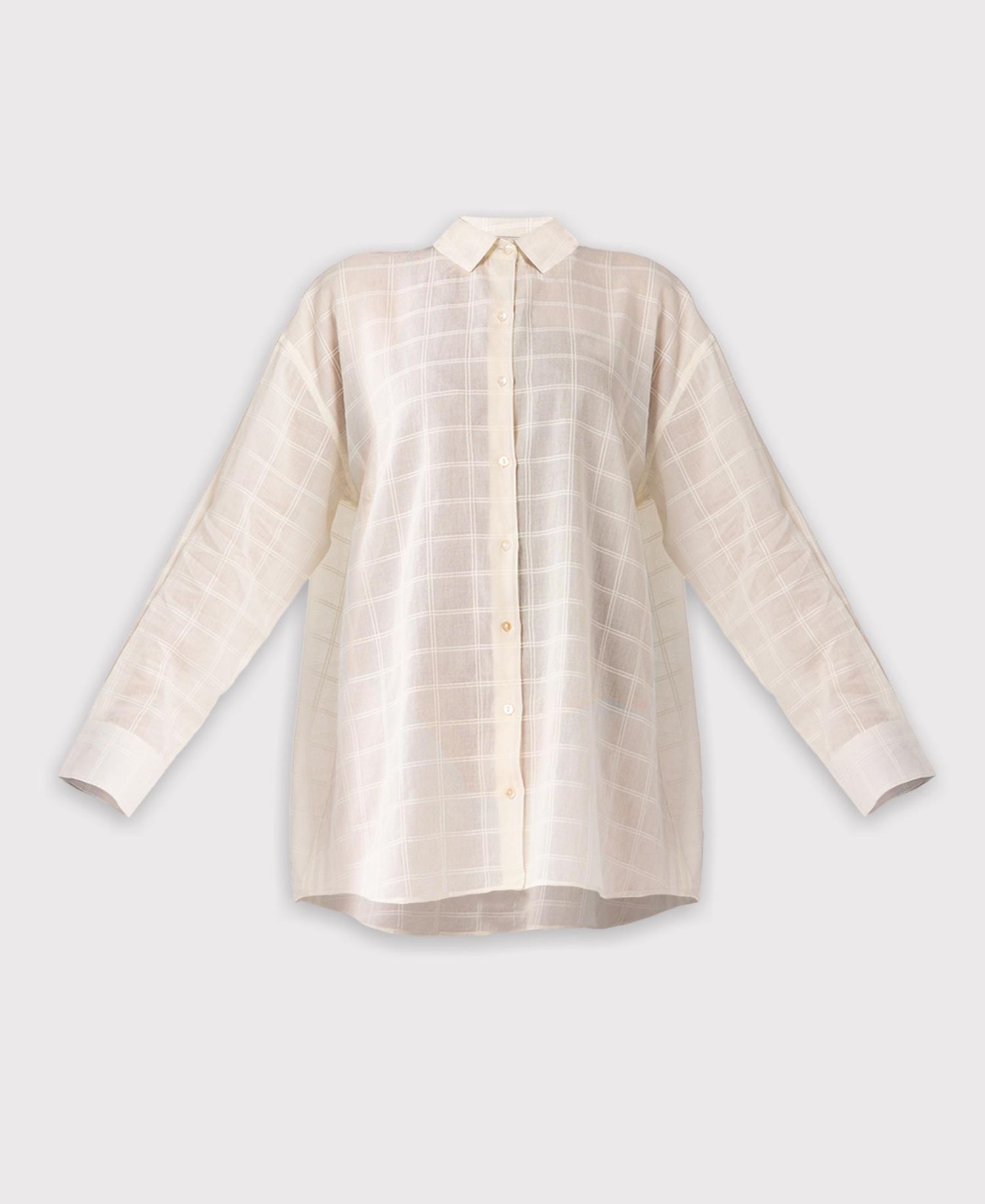 Women's Oversized Shirt Cover-up in Textured Checks