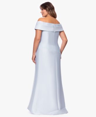 Plus Size Off-The-Shoulder Beaded Ball Gown