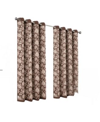 100% Polyester 190 GSM Eloise Reversible Blackout Grommet Curtain Panel 54" x 90" Mocha