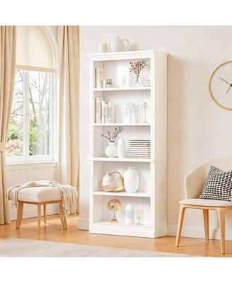 5-Shelf Wood Bookshelf for Library, Bedroom, Living Room