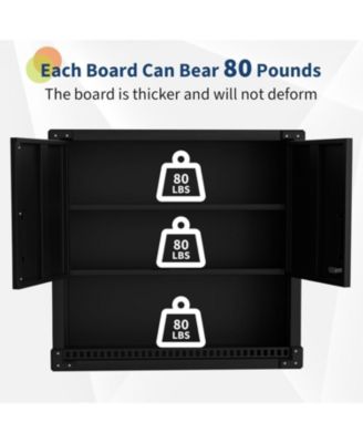 Heavy-Duty Floating Garage Wall Cabinet with Lock & Adjustable Shelves Steel Storage Organizer for Workshop, Warehouse