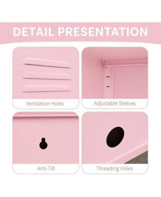 Metal Locker Nightstand with Door & Shelf, Modern Steel Bedside Storage Cabinet, Single Door Lockable Metal End Table for Bedroom