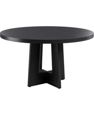 47" Round Dining Table for 4-6 People - Kitchen Dinner Table with Thickened Edge & Sturdy Pedestal Base, Space Saving Dinning Room Furniture