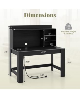 Modern Home Office Desk with Hutch and Storage, Workstation