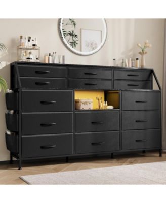 Drawer Fabric Dresser for Bedroom, Large Dresser with 2 Shelves & Wood Top, Dressers & Chests of Drawers