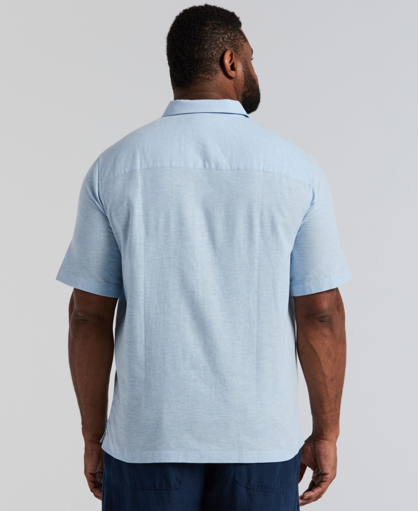 Мужская рубашка Cubavera Big & Tall Linen Short-Sleeve Panel, цвет: Синий — фото 5