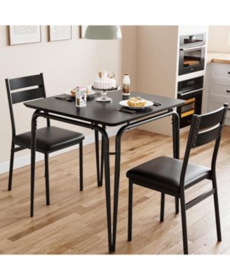 Small Square kitchen Dinner Table Set for 2, Space Saving Wood Modern Dinette With Upholstered,Dining Room Furniture for Breakfast