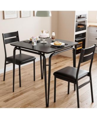gaomon Small Square kitchen Dinner Table Set for 2, Space Saving Wood ...