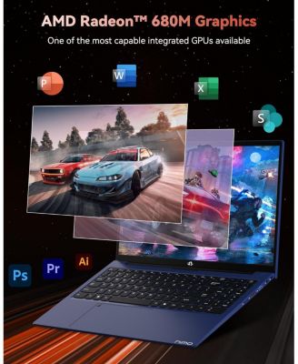 15.6" Light-Gaming-Laptop, 8 Cores AMD Ryzen 7 Pro 6850U 16GB LPDDR5 RAM 1TB SSD