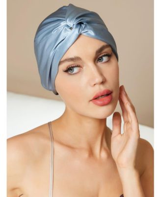 Silksilky Pure Silk Knot-Front Hair Bonnet - Bright Blue