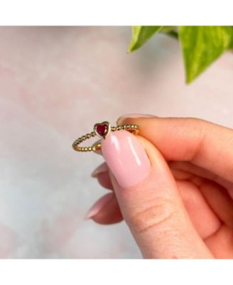 ruby Bezel Heart Ring 14K Gold