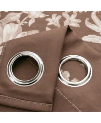 100% Polyester 190 GSM Eloise Reversible Blackout Grommet Curtain Panel 54" x 84" Mocha