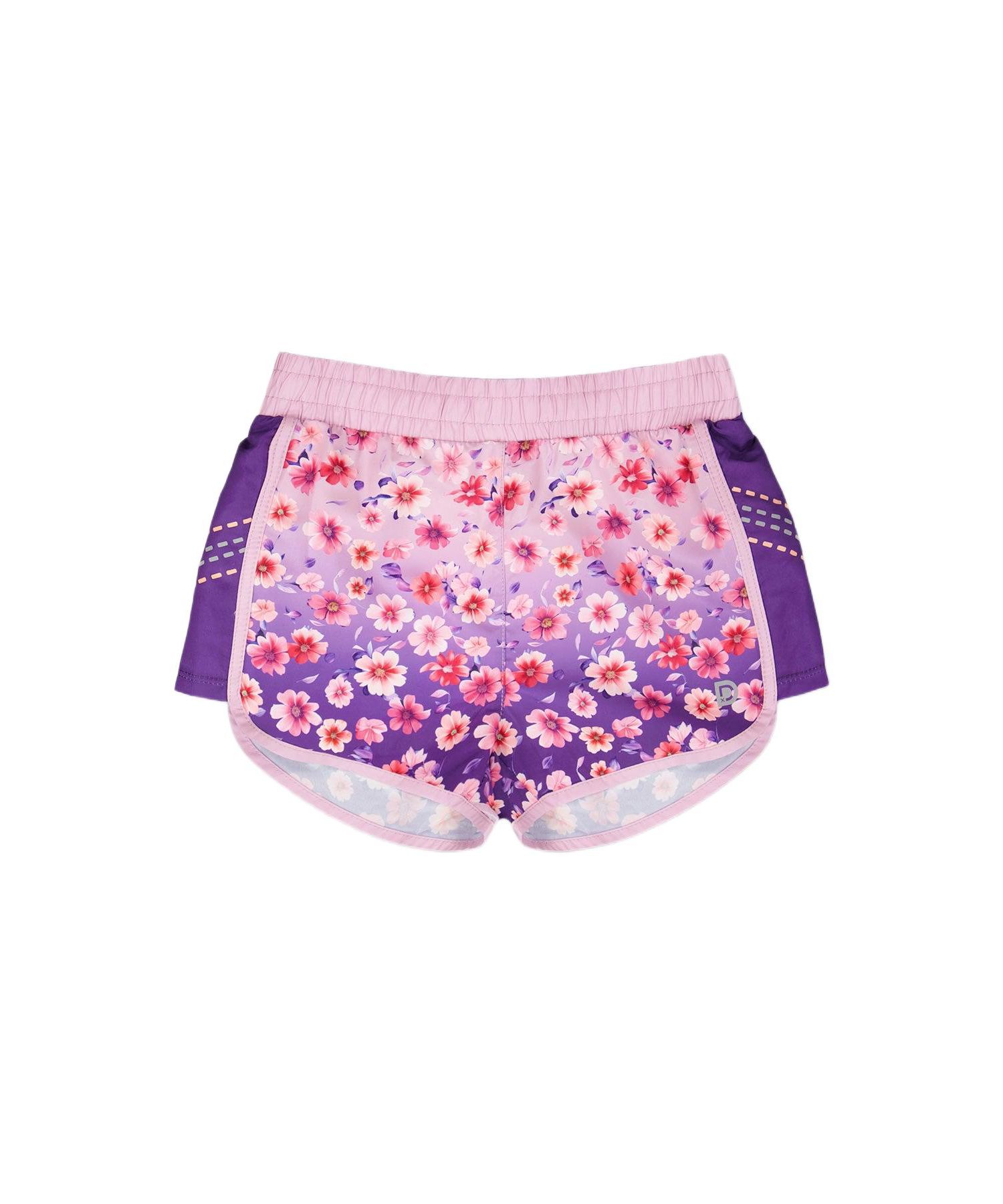 Girl Athletic Shorts in Polyester Mauve Floral Gradient