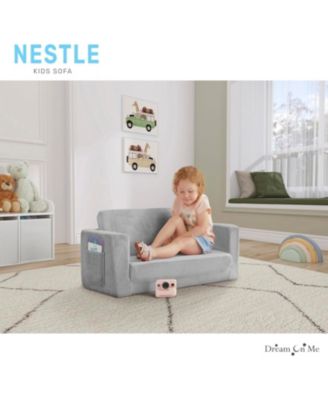 Toddler Nestle Sofa, 2-in-1 Convertible Sofa to Lounger, Low to Floor Design, Machine Washable Fabric Cover