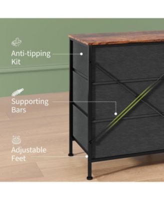 63" TV Stand with 8 Fabric Drawers and LED Lighting, Steel Frame Media Console for 65 70 75 Inch Televisions