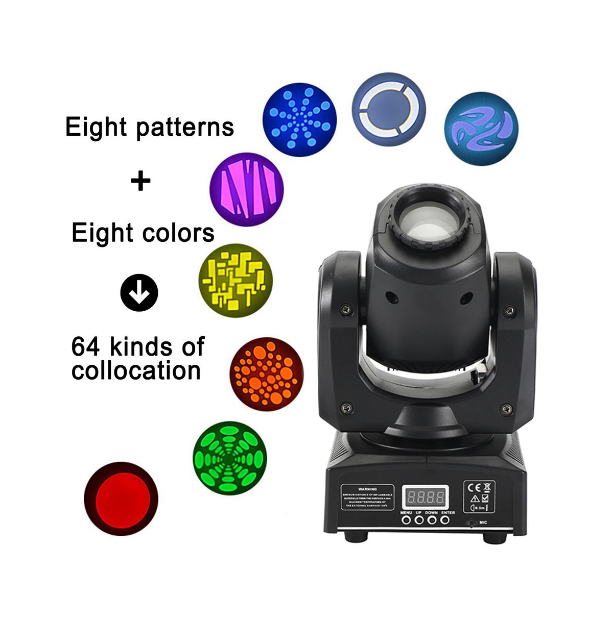 Artudatech 10W Rgbw Moving Head Stage Light with 8 Gobo Patterns, Dmx/Sound Control and Mount